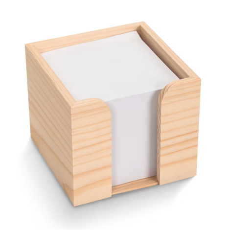 Bloc cube à personnaliser dans une boîte en bois 10 x 10 x 8,5 cm