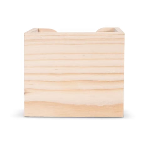 Bloc cube à personnaliser dans une boîte en bois 10 x 10 x 8,5 cm
