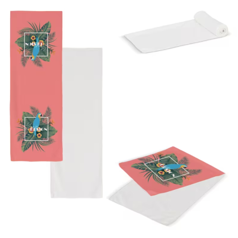 Serviette rafraîchissante publicitaire 30×80 cm tissu r-PET