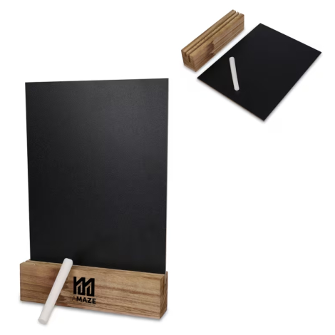 Tableau noir publicitaire avec support en bois