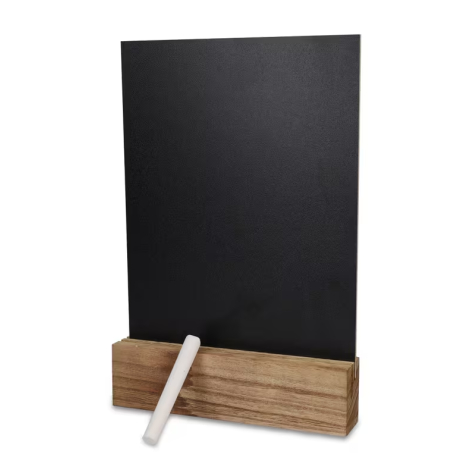 Tableau noir publicitaire avec support en bois