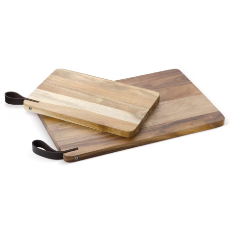 Planches à découper personnalisées en bois d’acacia set de 2 pièces