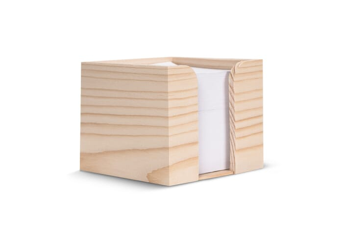 Bloc cube à personnaliser dans une boîte en bois 10 x 10 x 8,5 cm Nature