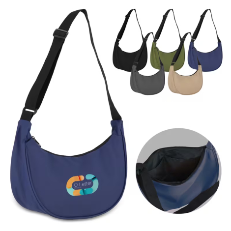 Sac bandoulière demi-lune promotionnel rPET 600D enduit PU