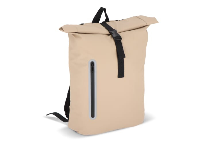 Sac à dos publicitaire à enroulement 20L R-PET enduit PU Ecru