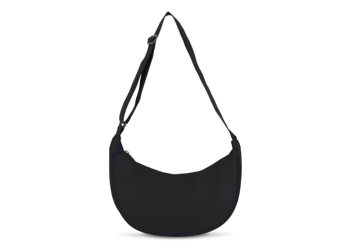 Sac bandoulière demi-lune promotionnel rPET 600D enduit PU Noir