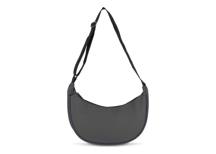 Sac bandoulière demi-lune promotionnel rPET 600D enduit PU Gris