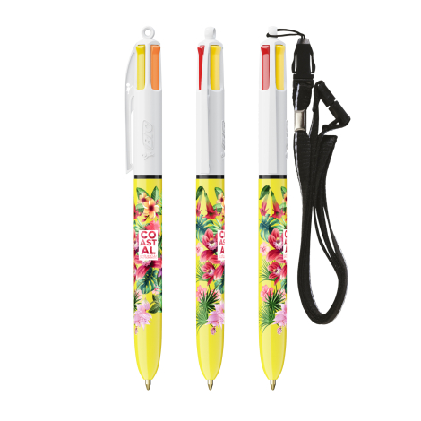 Stylo 4 couleurs promotionnel BIC® Sun avec tour de cou