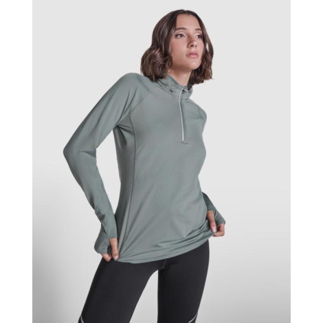 Sweatshirt publicitaire femme demi-zip technique ajusté Estambul