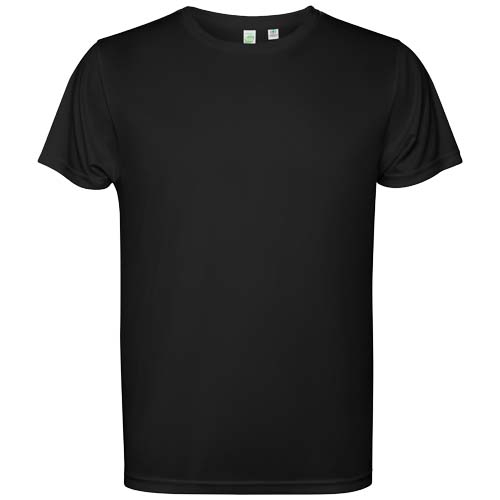 T-shirt enfant publicitaire à manches courtes en polyester recyclé Estoril Noir