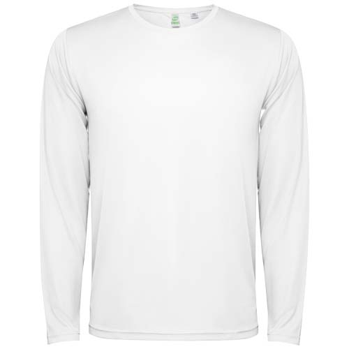 T-shirt personnalisable unisexe manches longues polyester recyclé Estoril Blanc