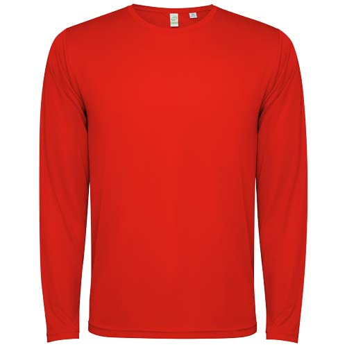 T-shirt personnalisable unisexe manches longues polyester recyclé Estoril Rouge