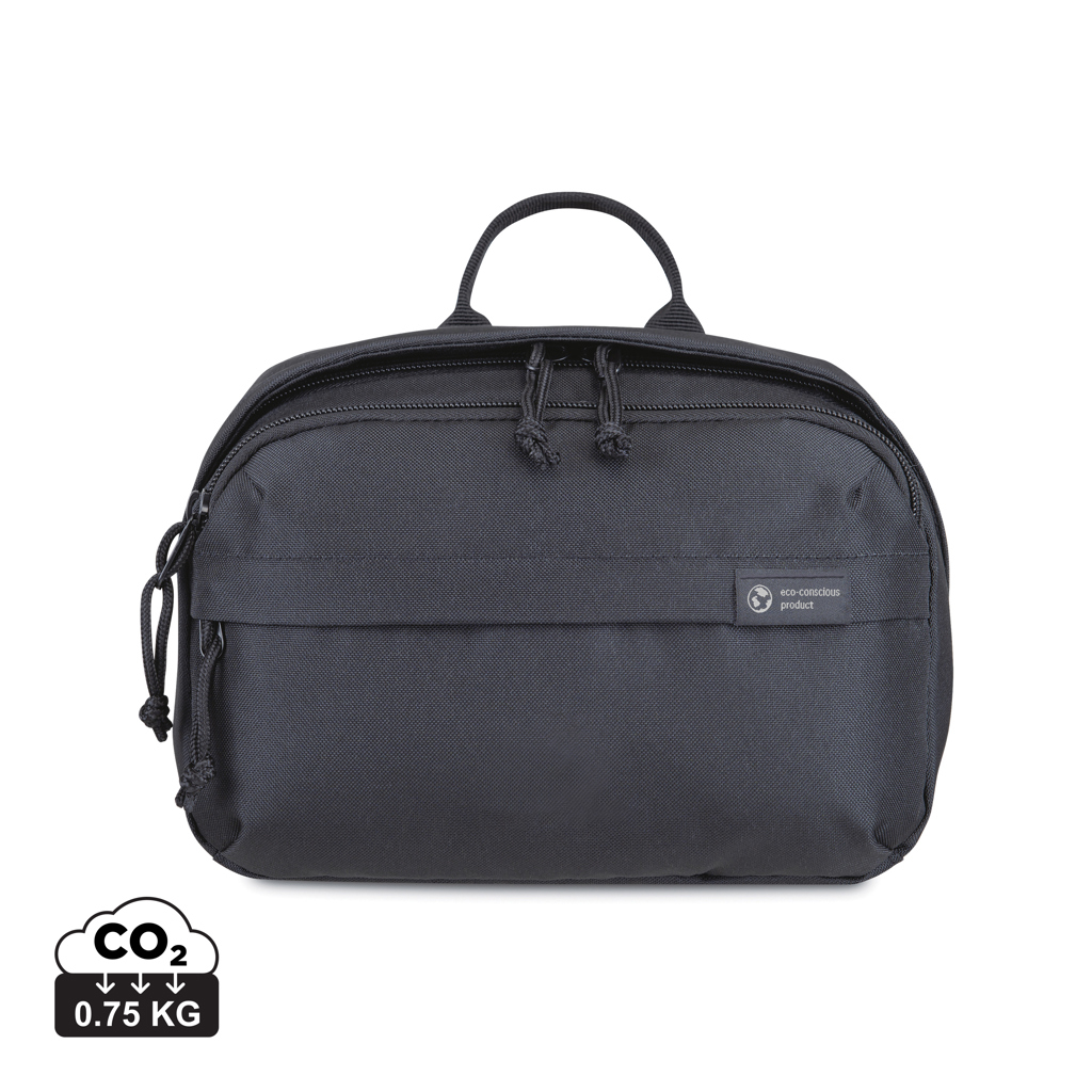 Trousse de toilette personnalisée multipoches recyclée AWARE™ Noir