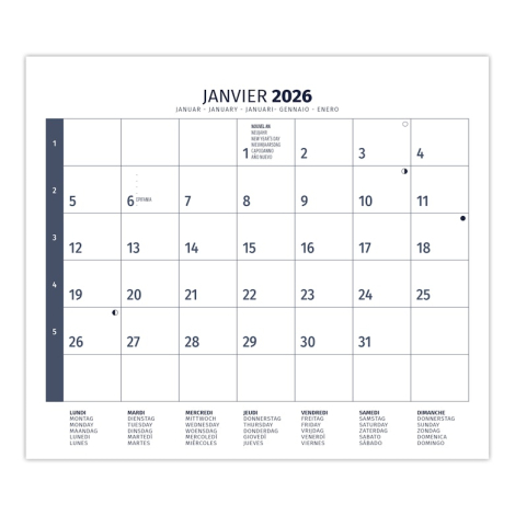 Calendrier plaque 1 vue personnalisable - Luc
