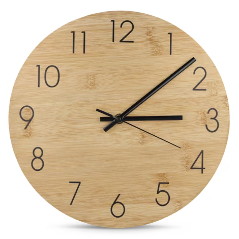 Horloge murale personnalisable en bambou design épuré