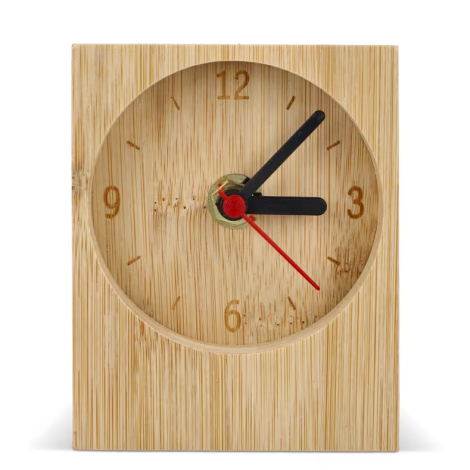 Horloge de bureau publicitaire en bambou design rectangulaire