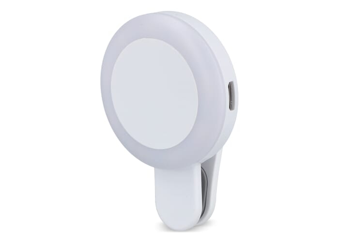 Lampe LED publicitaire pour selfie à clipser 3 intensités Blanc