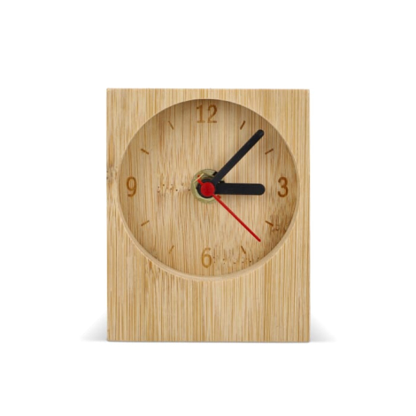 Horloge de bureau publicitaire en bambou design rectangulaire