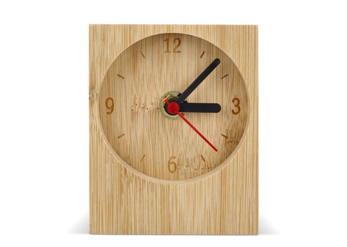 Horloge de bureau publicitaire en bambou design rectangulaire Nature