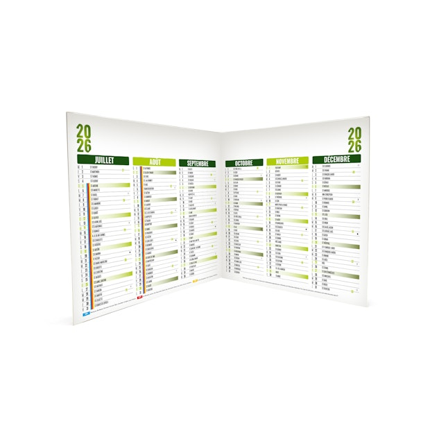 Calendrier bancaire publicitaire carré - origami Vert