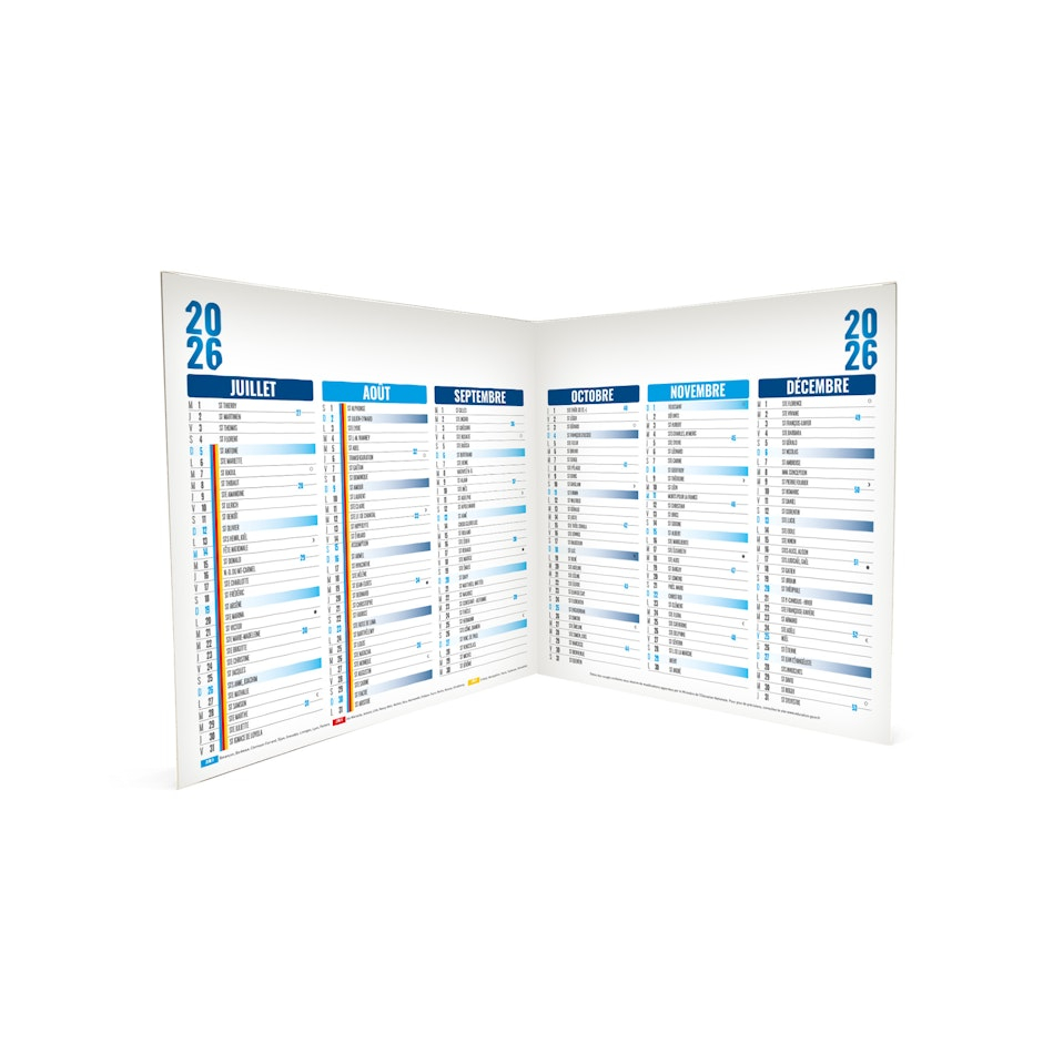 Calendrier bancaire publicitaire carré - origami Bleu