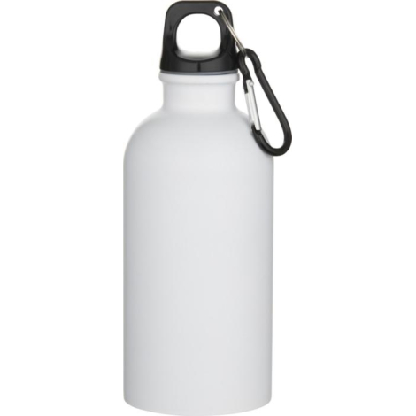 Bouteille personnalisée blanche Oregon avec bouchon et mousqueton clipsé, vue arrière