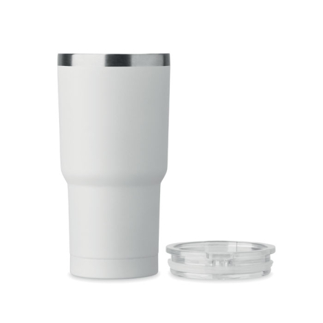 Gobelet blanc Sum avec bouchon ouvert, double paroi visible