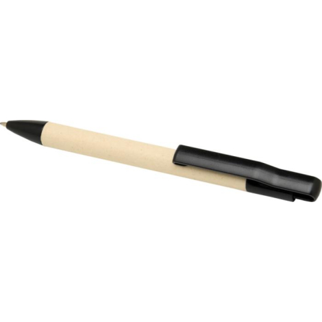 Stylo Liliana noir posé à l’horizontale avec clip visible