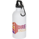 Bouteille personnalisable blanche Oregon avec bouchon noir et mousqueton, avec logo