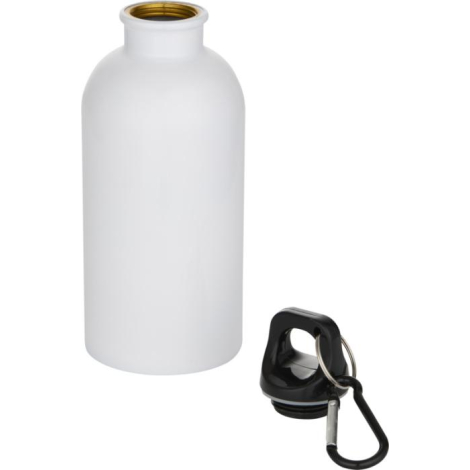 Bouteille personnalisable blanche Oregon sans bouchon avec mousqueton posé à côté