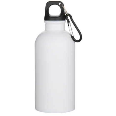Bouteille personnalisable blanche Oregon avec bouchon clipsé et surface de marquage 360° visible