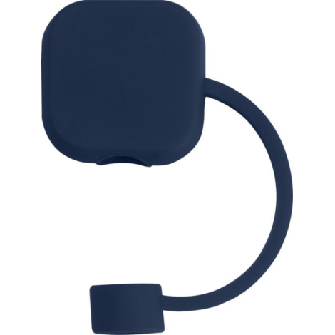 Capuchon en silicone bleu marine pour paille, présenté à plat