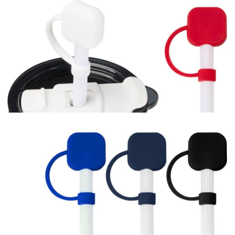 Capuchons pour paille en différents coloris fixés sur pailles blanches