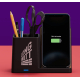 Support de bureau 2-en-1 avec stylos, téléphone et logo imprimé