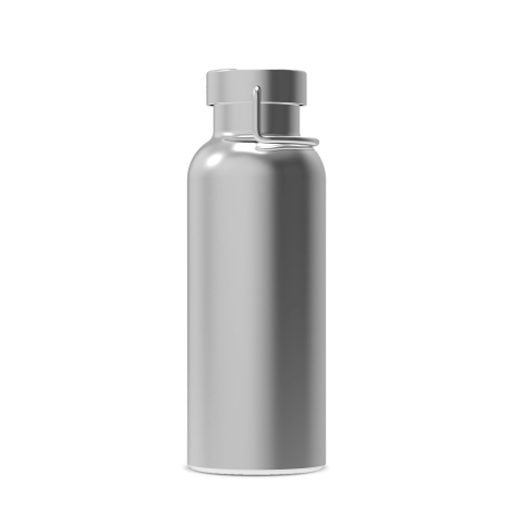 Bouteille 500 ml personnalisable avec revêtement lisse gris métallisé et anse intégrée