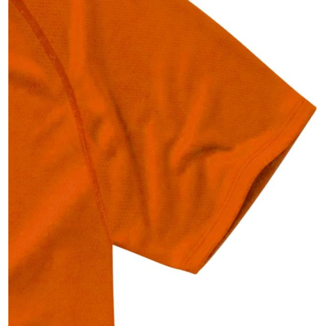 Zoom sur la manche du t-shirt en maille respirante orange