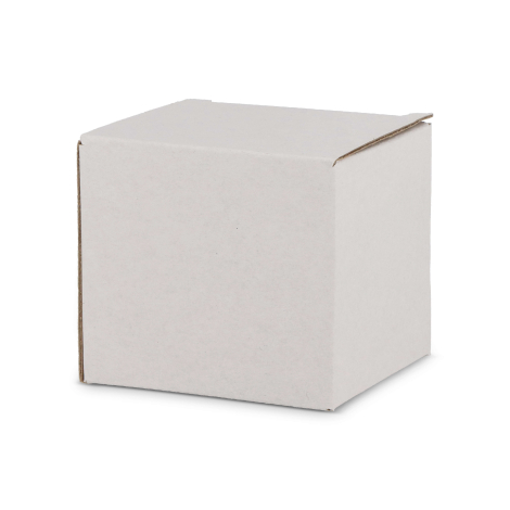 Coffret carton blanc à personnaliser, posé seul, angle de vue légèrement surélevé