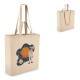 Sac en coton naturel avec marquage visible sur la face avant, anses courtes et longues