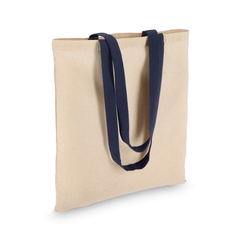 Sac personnalisable vu de dos avec anses bleu marine, sans marquage visible