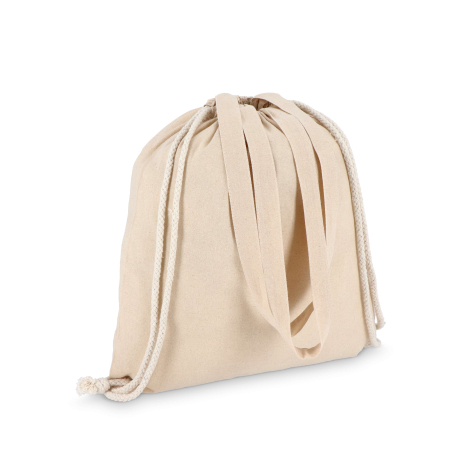 Vue de dos du sac fermé sans marquage, cordons apparents