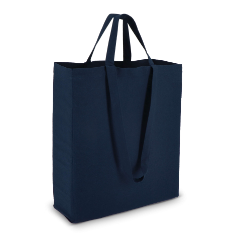 Tote bag vu de dos, coloris bleu marine uni, sans marquage visible