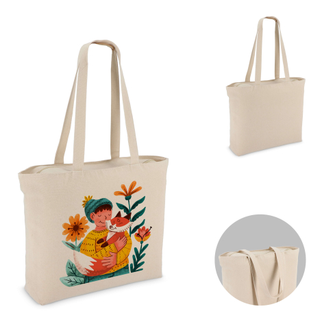 Sac promotionnel coton zippé grande contenance 320g