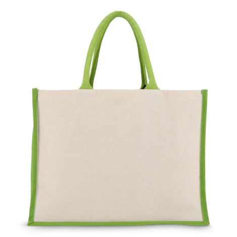 Sac coloris vert, face arrière sans marquage, anses visibles
