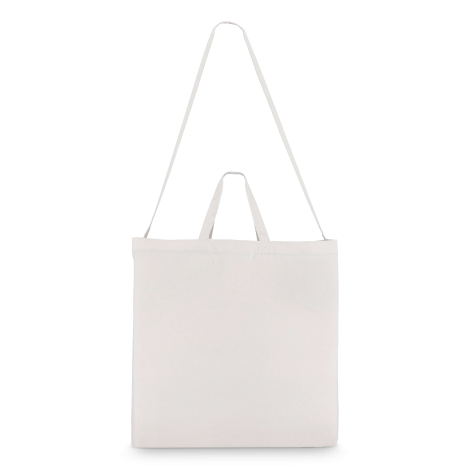 Sac en coton naturel avec poignées longues et courtes, vu de dos sans marquage visible