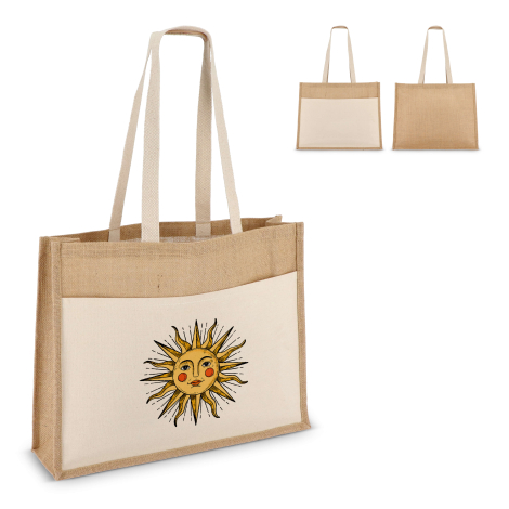 Sac personnalisable jute et coton avec poche avant