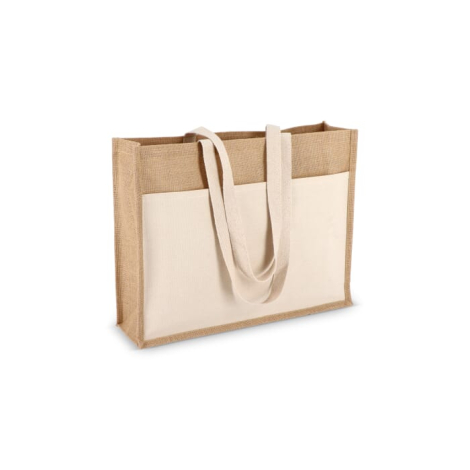 Sac personnalisable jute et coton avec poche avant