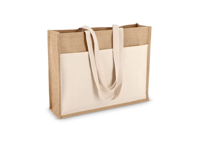 Sac personnalisable jute et coton avec poche avant Ecru