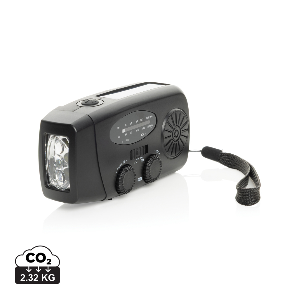 Radio promotionnelle plastique recyclé RCS RescueWave Noir