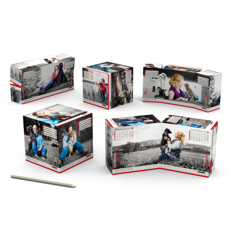 Cube calendrier avec photos de personnes et animaux, configurations multiples