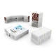 Support avec capsules, flacons et portraits, configurations multiples, marquages visibles